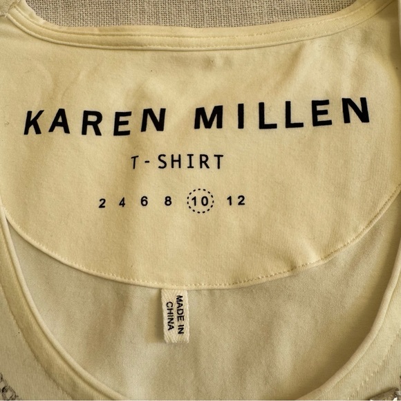 •Karen Millen Embelished Top Stretch Cotton T-shirt Size 10 - Picture 9 of 12